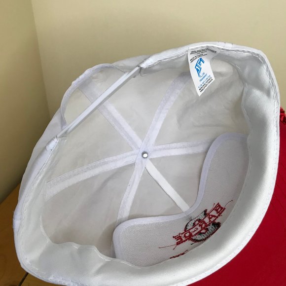 Bar-DE Transportation Embroidered Nylon Trucker Cap Vintage White & Red Brim Hat - Picture 5 of 6